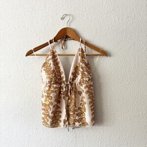 Puakenikeni Tank Top Womens Medium Hawaii Floral Lole Cropped Halter